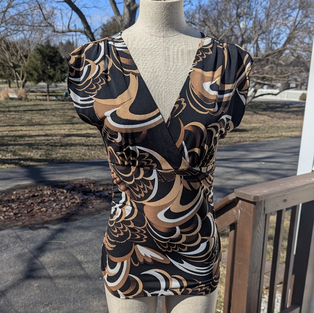 BCX Y2K Stretchy Abstract Print Top